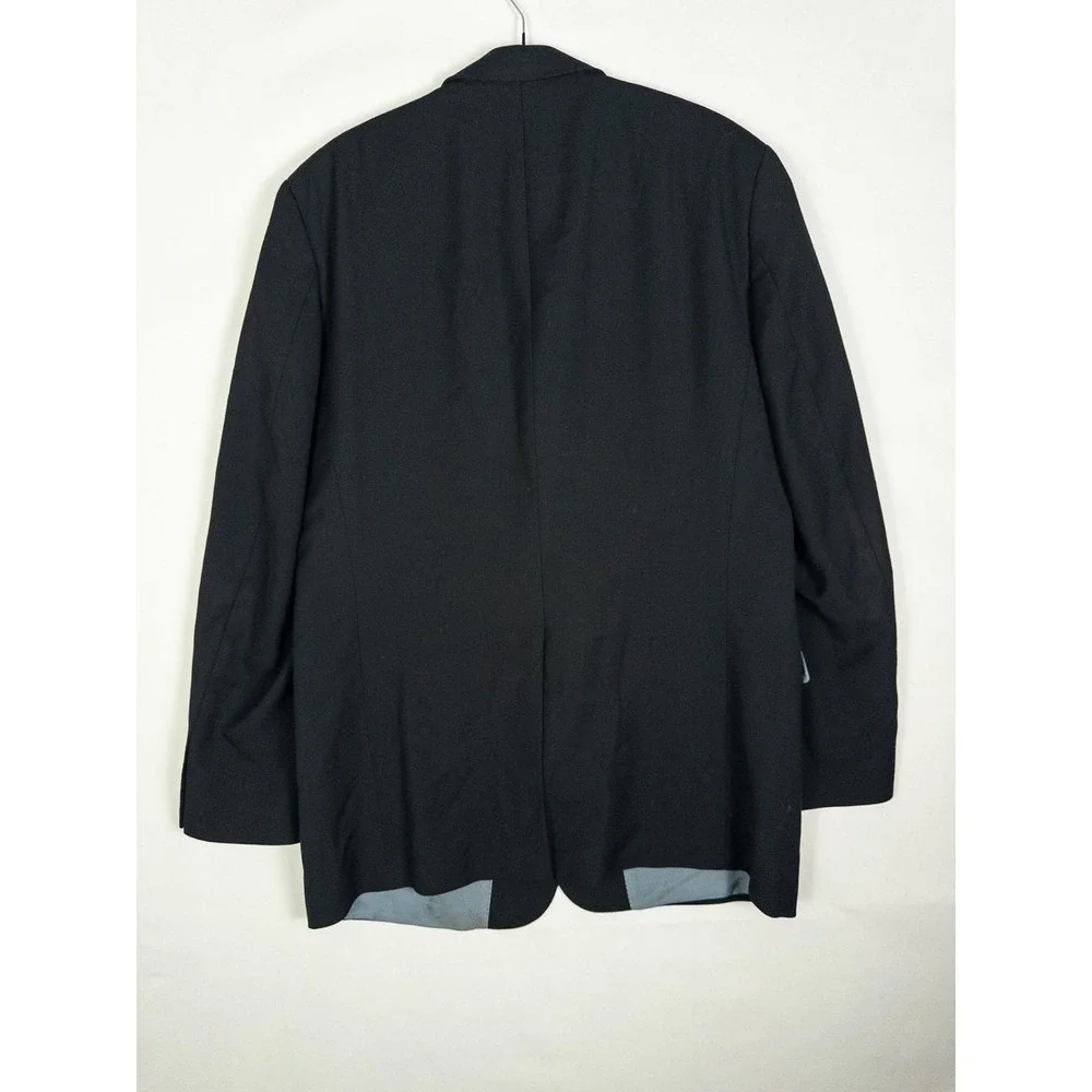 VTG Hugo Boss Rossellini Blazer Mens 44L Black 3 Button Wool Super 100‎